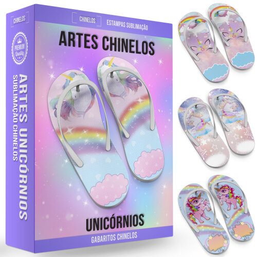 Artes Sublimação Chinelos Unicórnios Editáveis Mockups