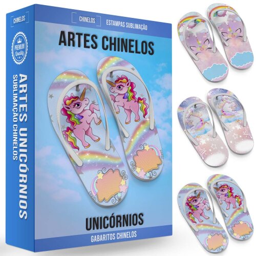 Estampas Chinelos Unicórnios Sublimação Editáveis Mockups