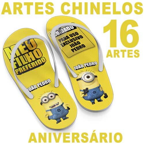 Estampas Chinelos Aniversário Artes Sublimação Gabaritos