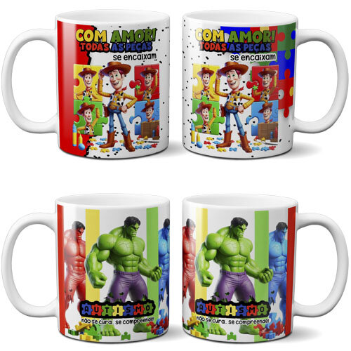 Pacote Artes Autista Autismo Estampas Sublimação Canecas