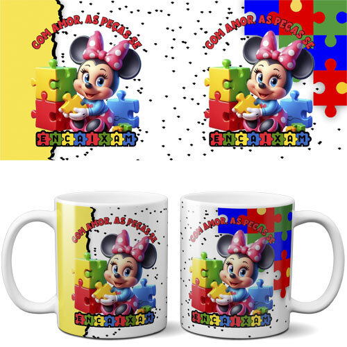 Artes Autista Autismo Estampas Sublimação Canecas Mockups