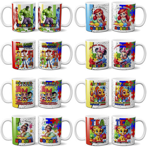Estampas Artes Autista Autismo Sublimação Canecas Corel