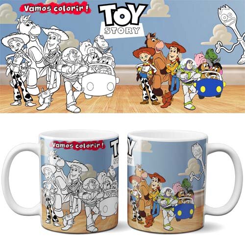 Estampas Editáveis Colorir Canecas Dia das Crianças Mockups