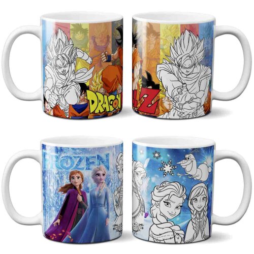 Pack 20 Artes Png Colorir Canecas Dia das Crianças Infantil