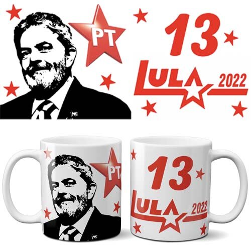 Pack 20 Artes Sublimação Canecas Lula PT Eleições 2026
