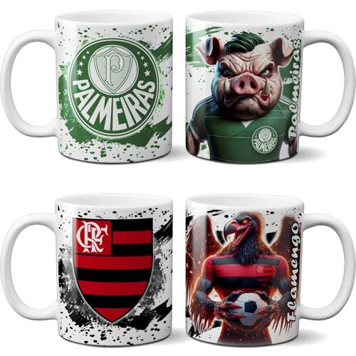 Artes Canecas Times Mascotes Clubes Futebol Sublimação Mockups