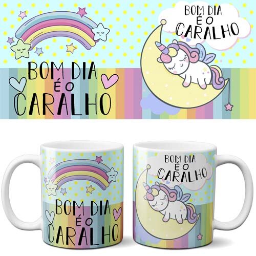 Estampas Unicórnio Indiscreto Malcriado Sublimação Canecas