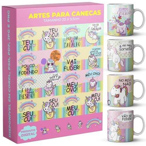 Artes Canecas Unicórnio Indiscreto Malcriado Sublimação