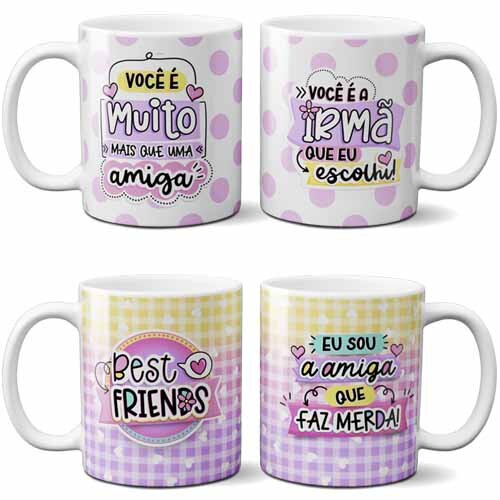 Pacote Artes Sublimação Canecas Amizade Amigo Kitdig Png