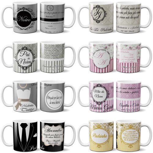 Estampas Casamento Noivo Noiva Padrinhos Sublimação Canecas