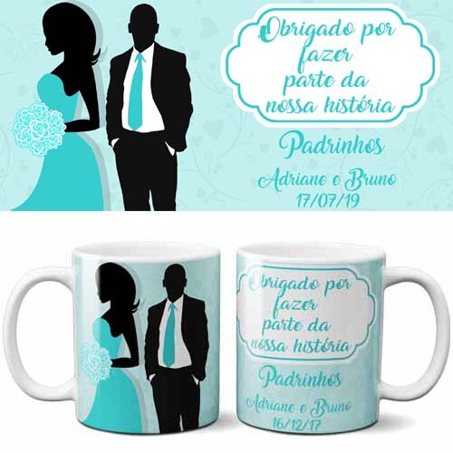 Pack Digital Artes Canecas Casamento Noivo Noiva Padrinhos