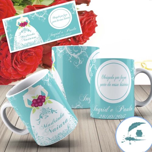 Pack Digital Artes Canecas Casamento Noivo Noiva Padrinhos