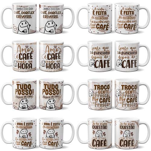Artes Canecas Flork Café Editáveis Corel Mockups Sublimação