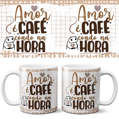 Artes Canecas Flork Café Editáveis Corel Mockups Sublimação