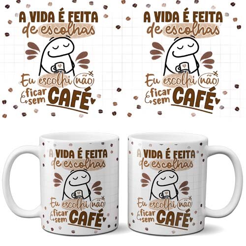 Artes Canecas Flork Café Editáveis Corel Mockups Sublimação