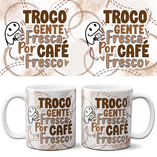 Artes Canecas Flork Café Editáveis Corel Mockups Sublimação