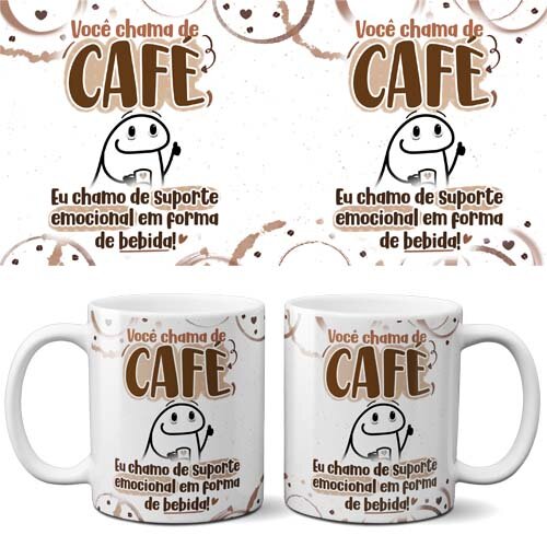 Artes Canecas Flork Café Editáveis Corel Mockups Sublimação