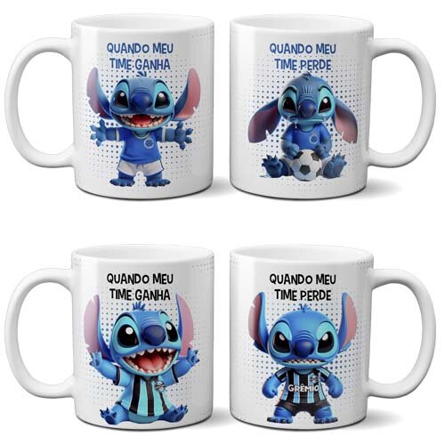 Artes Canecas Stitch Torcedor Times Futebol Sublimação Mocku