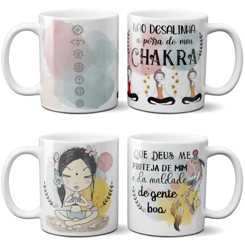 Pacote 11 Artes Chakras Sublimação Canecas Yoga Mockups