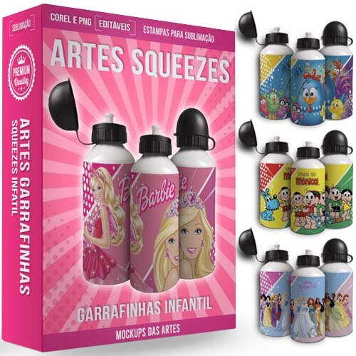 Estampas Infantil Garrafinhas Squeezes 50 Artes Sublimação