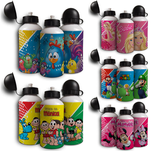 Pack 50 Artes Infantil Sublimação Squeezes Garrafinhas