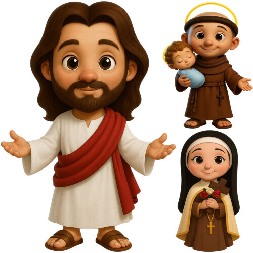 Pacote Artes Santinhos 3d Santos Católicos Religiosos Png