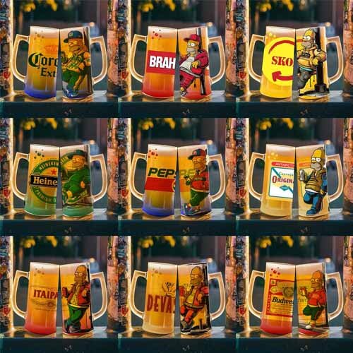 Kit Digital Artes Canecas Chopp Cervejas Refri Homer Simpson