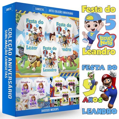 Pacote 25 Artes Camisetas Coleção Aniversário Sublimação