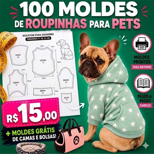 Moldes Roupinhas Pet Cães Gatos Molde Digital Pfd