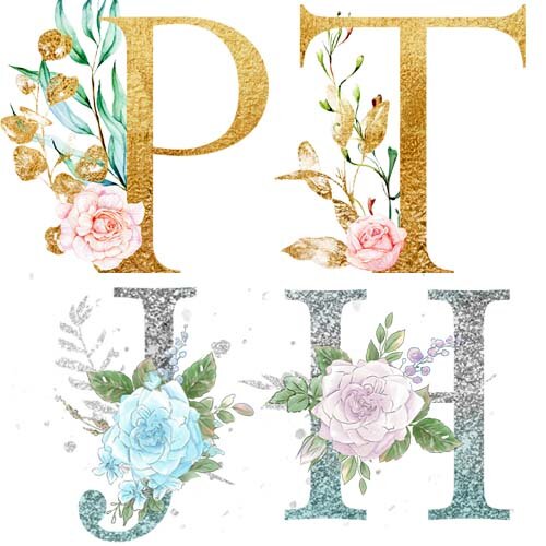 Artes Alfabeto Floral Fontes Letras Flores Variadas Flor