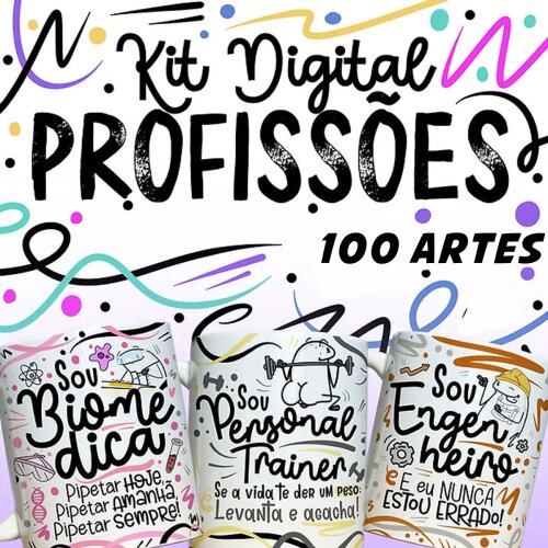 Pack Artes Canecas Florks Profissões Sublimação Mockups Png