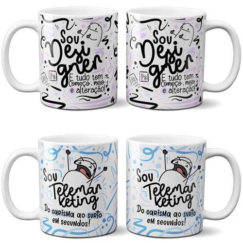 Artes Sublimação Canecas Profissões Estampas Florks Mockups