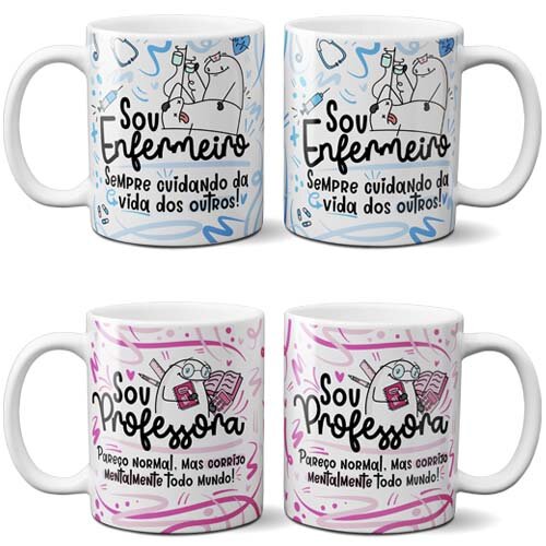 Estampas Profissões Florks Artes Sublimação Canecas Mockups