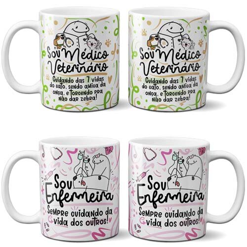 Pacote Artes Profissões Canecas Florks Sublimação Mockups