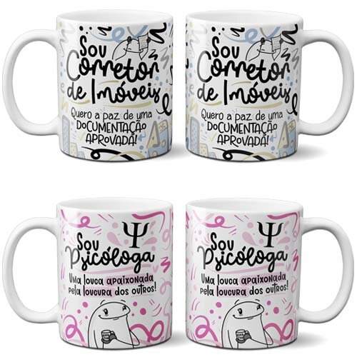 Pacote Artes Profissões Canecas Florks Sublimação Mockups