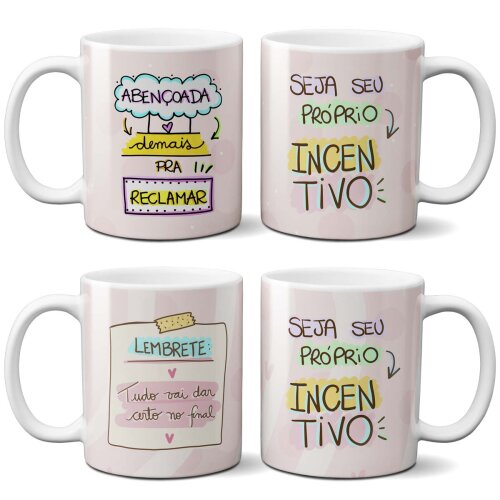 Pacote Artes Canecas Frases Motivacionais Png Sublimação