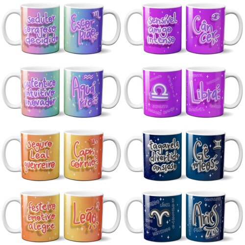 Artes Signos Pandoca Sublimação Canecas Png Horóscopo