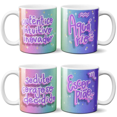 Artes Signos Pandoca Sublimação Canecas Png Horóscopo
