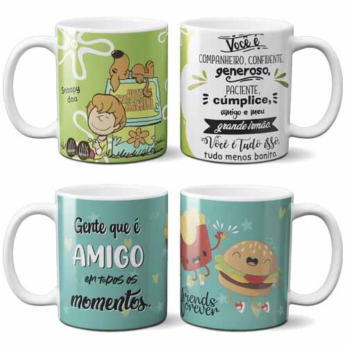 Estampas Dia do Amigo Artes Amizade Canecas Sublimação