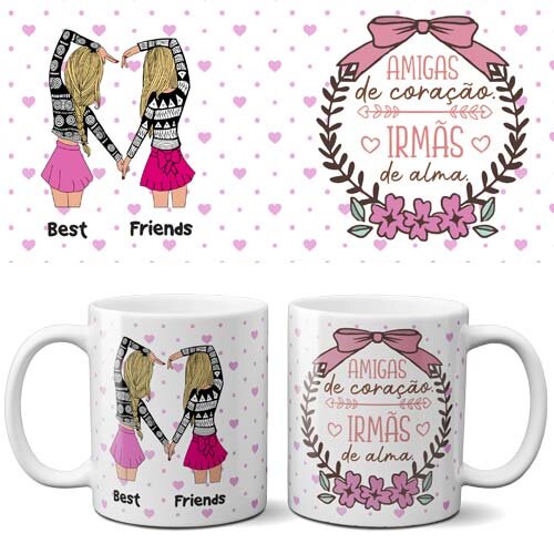 Estampas Dia do Amigo Artes Amizade Canecas Sublimação