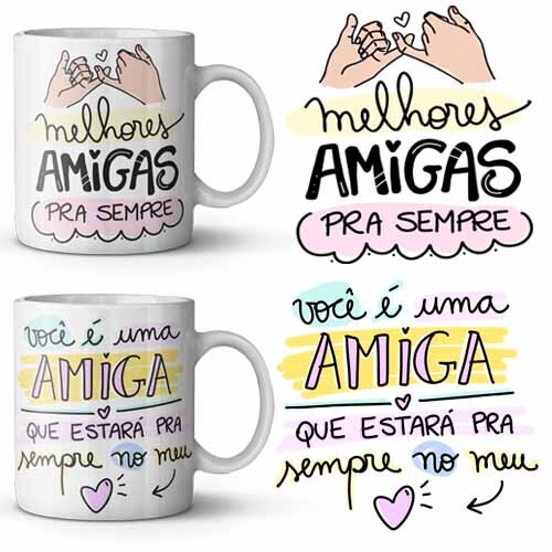 Artes Frases Amizades Sublimação Canecas Amigos Mockups Png