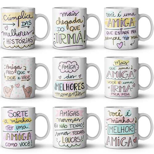 Pacote 50 Imagens Artes Frases Amizades Sublimação Canecas