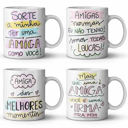 Pack Artes Estampas Frases Amizades Canecas Amigos Sublimação