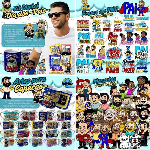 Artes Dia Dos Pais Sublimação Canecas Camisetas Kit Digital PersonalizeAd