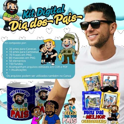 Estampas Artes Pais Sublimação Canecas Camisetas Kit Digital PersonalizeAd