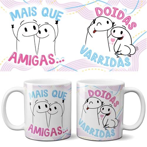 Pacote 18 Artes Canecas Amizades Flork Editáveis Corel Png