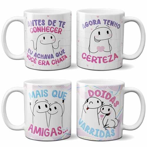 Estampas Sublimação Canecas Amizades Florks Amigos Amigas