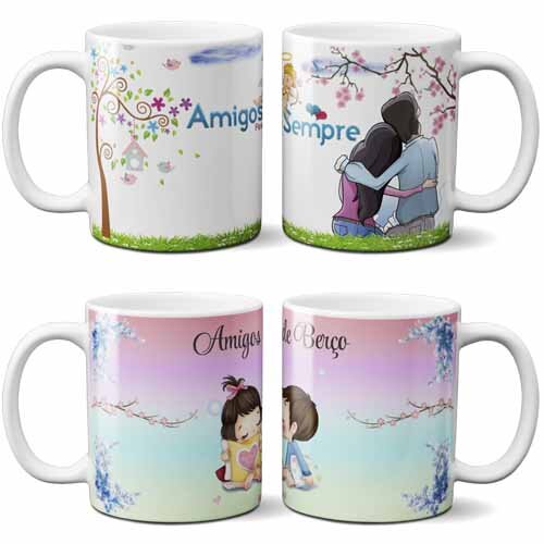 Artes Canecas Amizade Amigos Amigas Sublimação Mockups