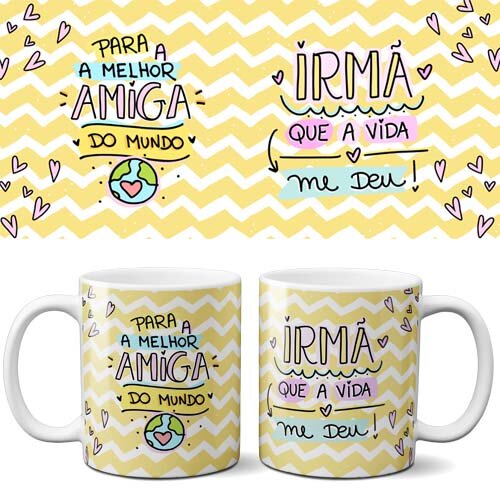 Pack 25 Artes Frases Amizades Amigos Sublimação Canecas