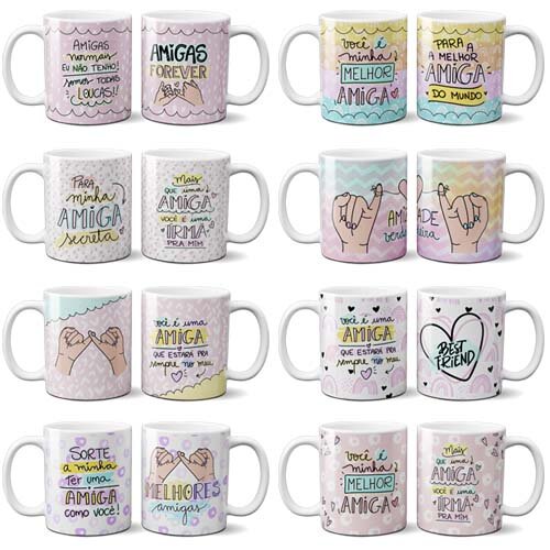Estampas Frases Dia da Amizade Amigos Sublimação Canecas